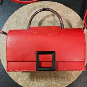 ISADORA Red Made In Italy Leather Round Handle Satchel